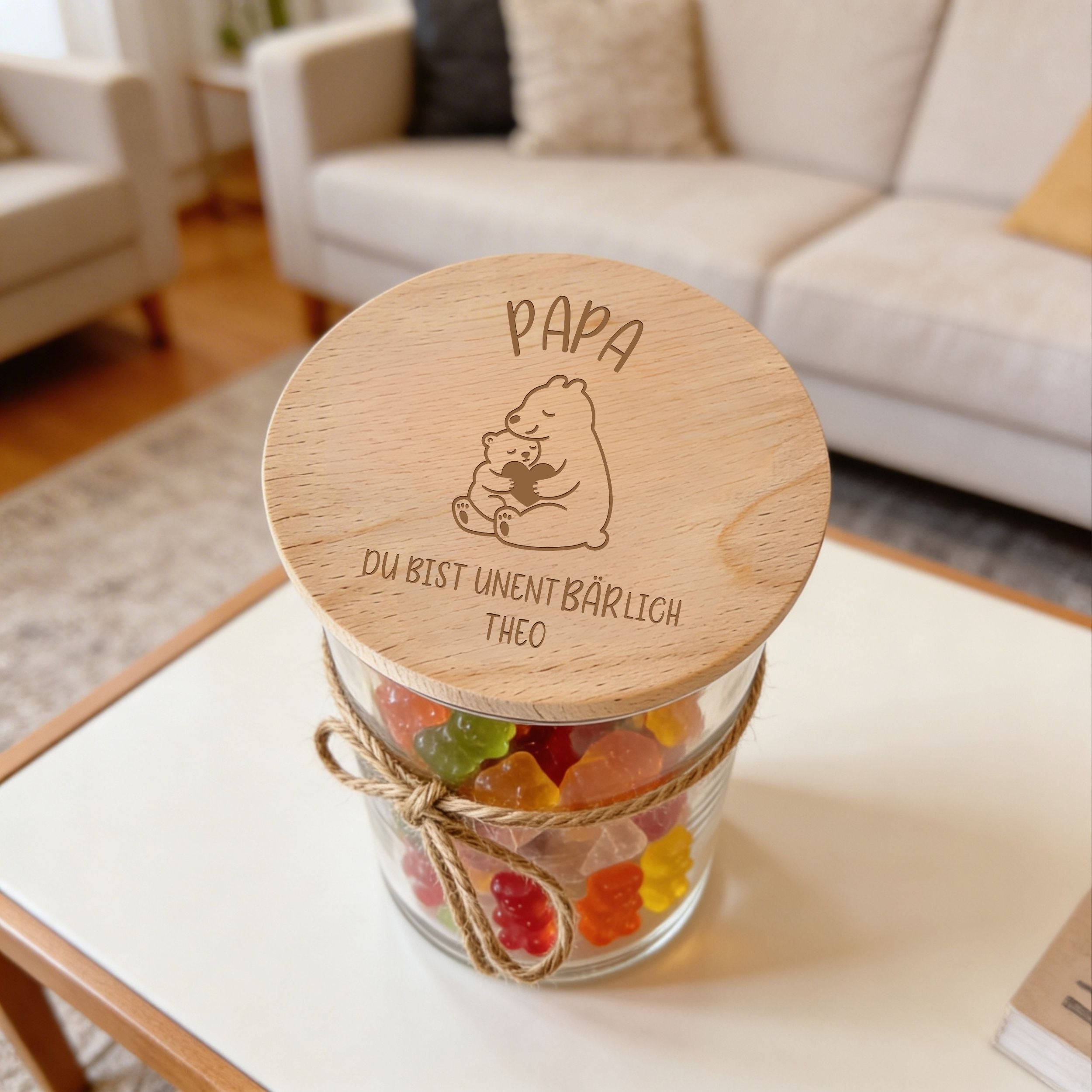 Vorratsglas · Vatertag Bärmotiv + Kindernamen