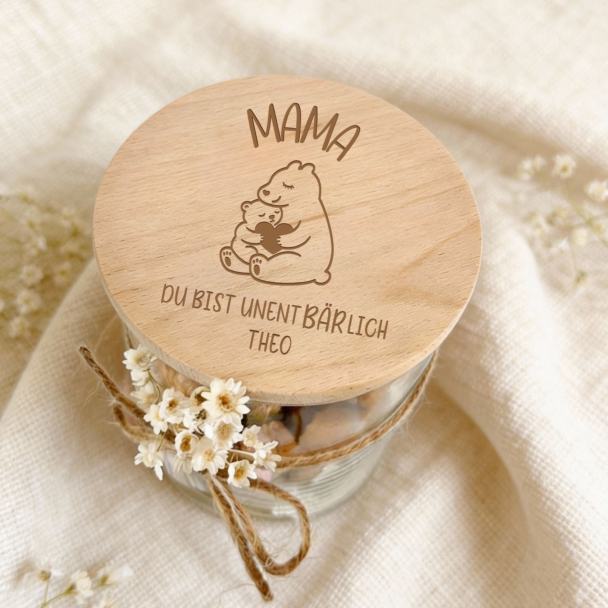 Vorratsglas · Muttertag Bärmotiv + Kindernamen