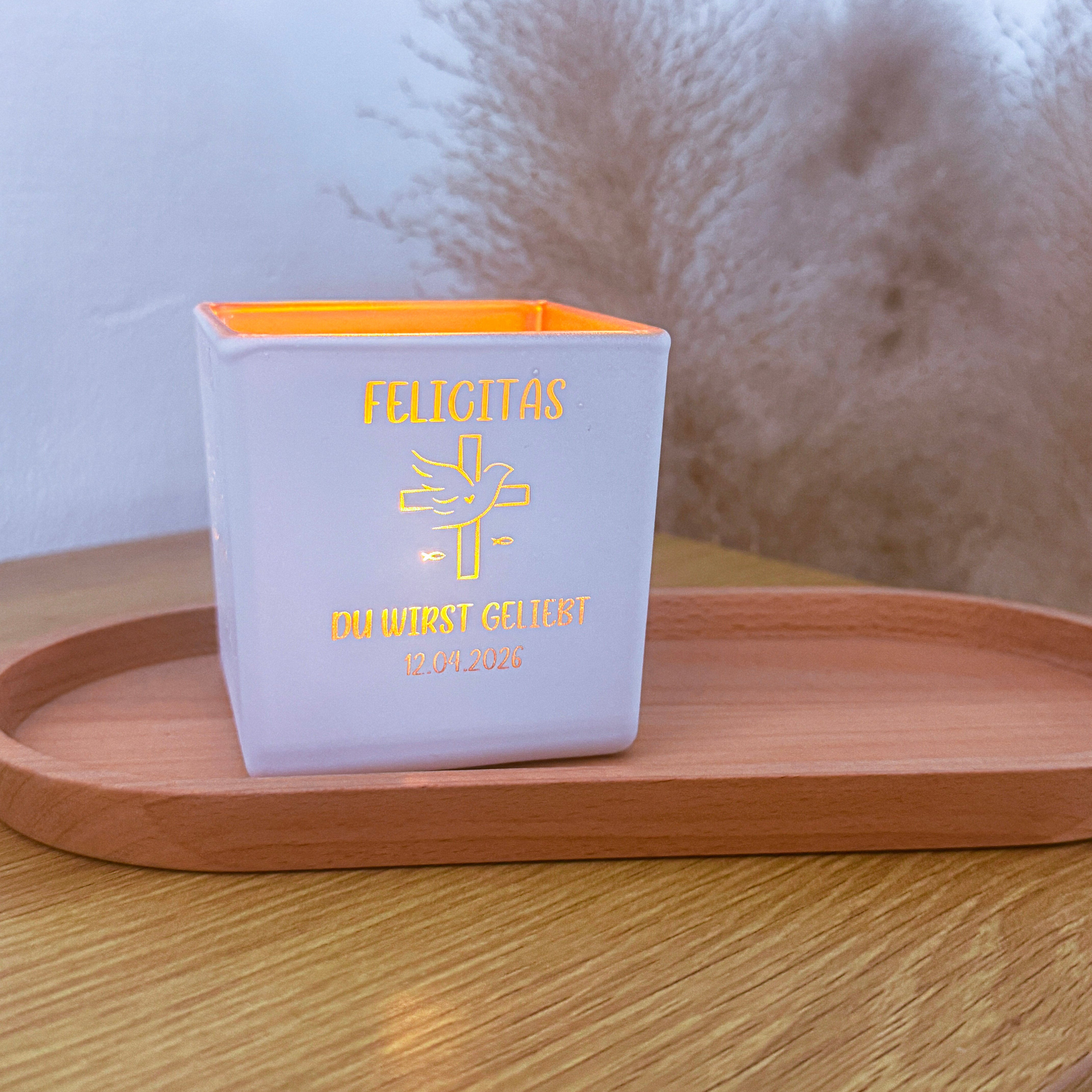 Windlicht · Name (Taufe, Konfirmation, Kommunion, Firmung)