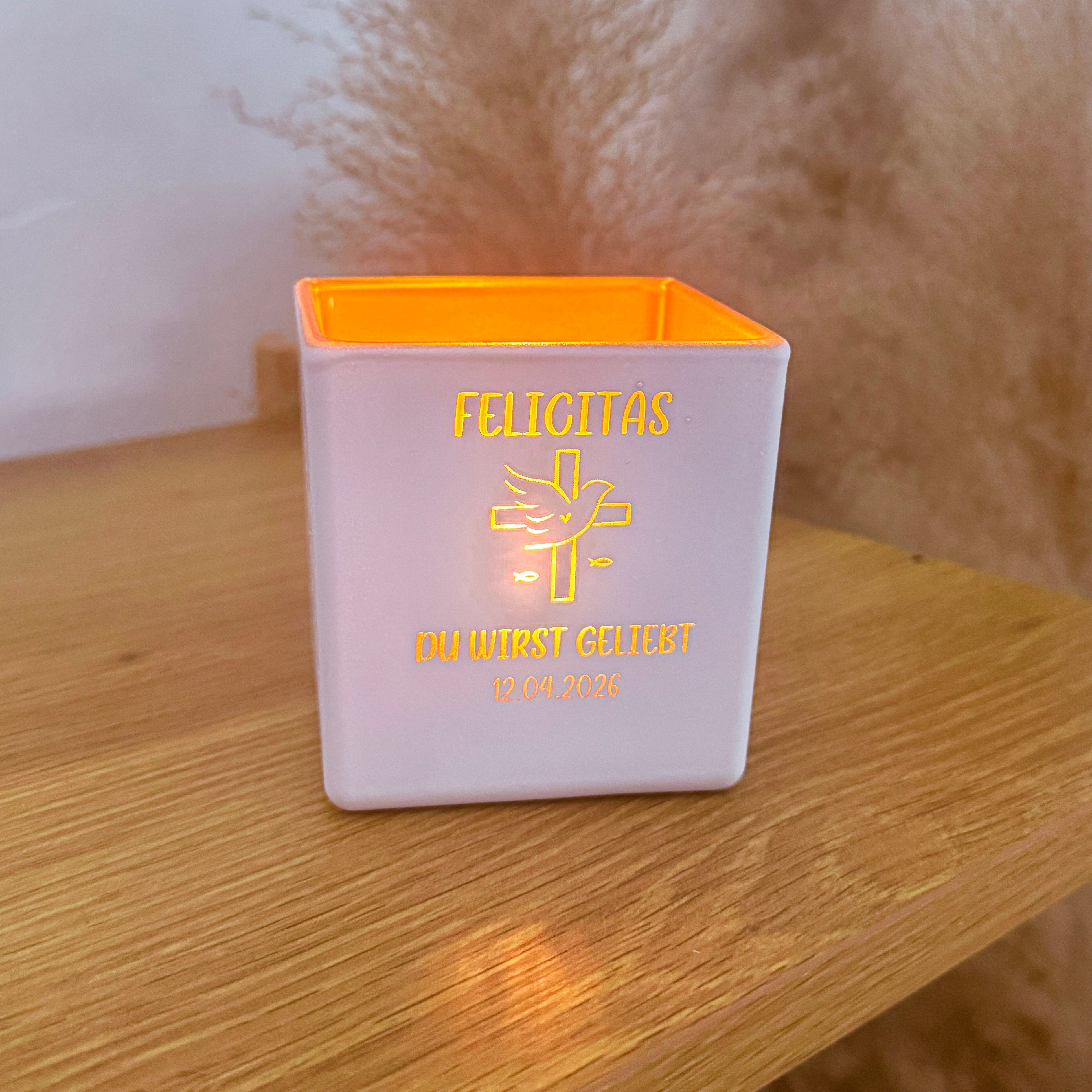 Windlicht · Name (Taufe, Konfirmation, Kommunion, Firmung)