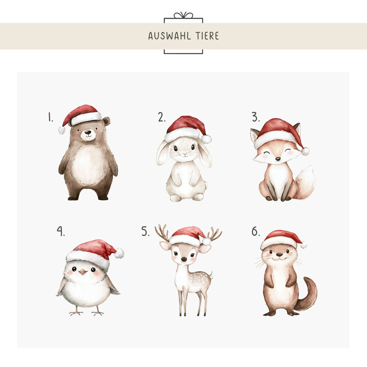 Adventskiste · Weihnachten (Name aus Acryl + Tier-Motiv)