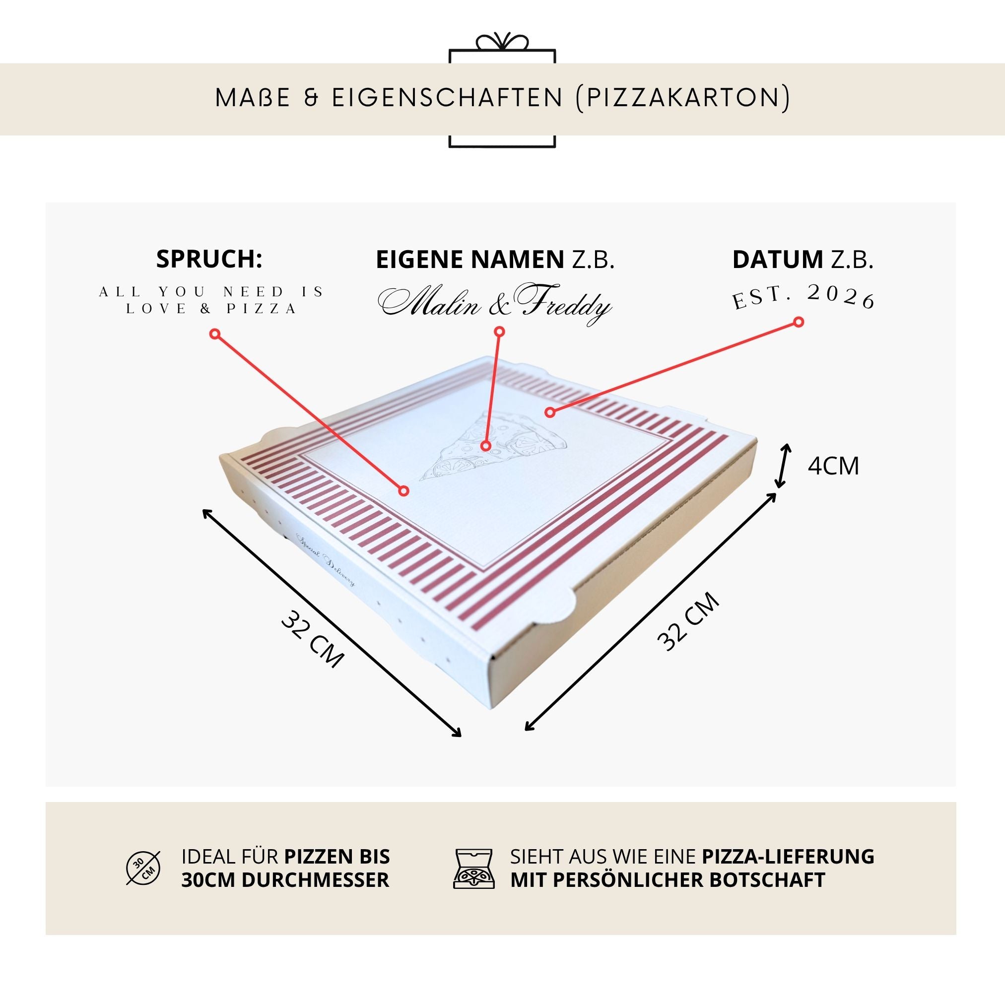 Pizzabrett + Karton · Hochzeit: Love & PIzza