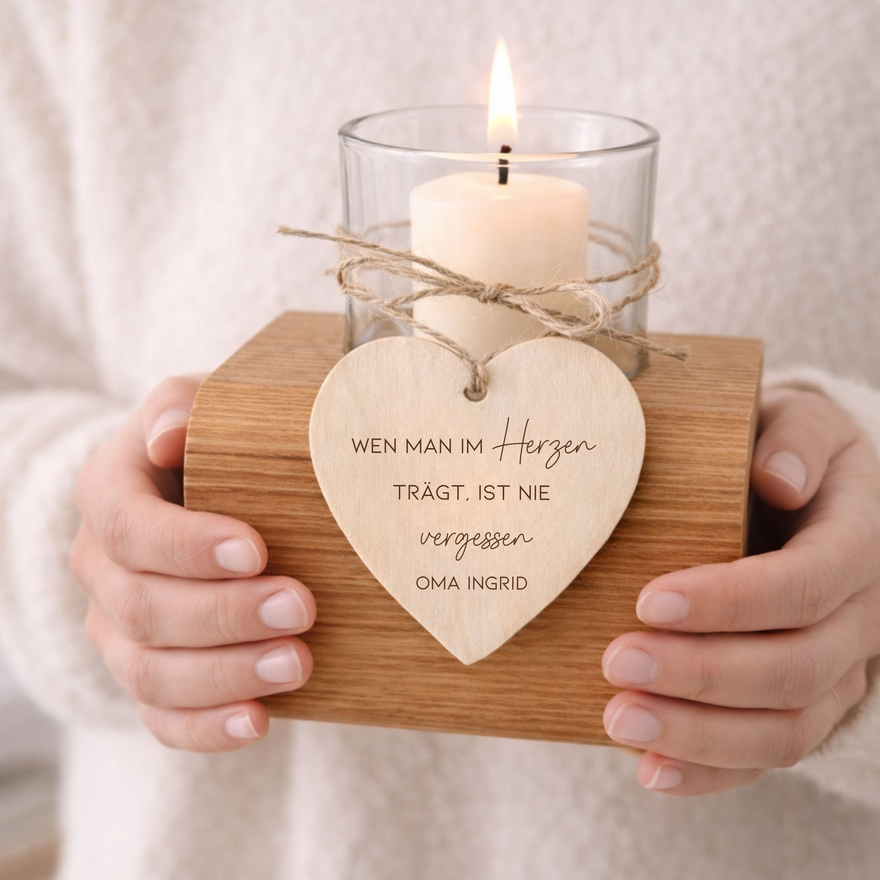 Windlicht mit Anhänger · Trauergeschenk