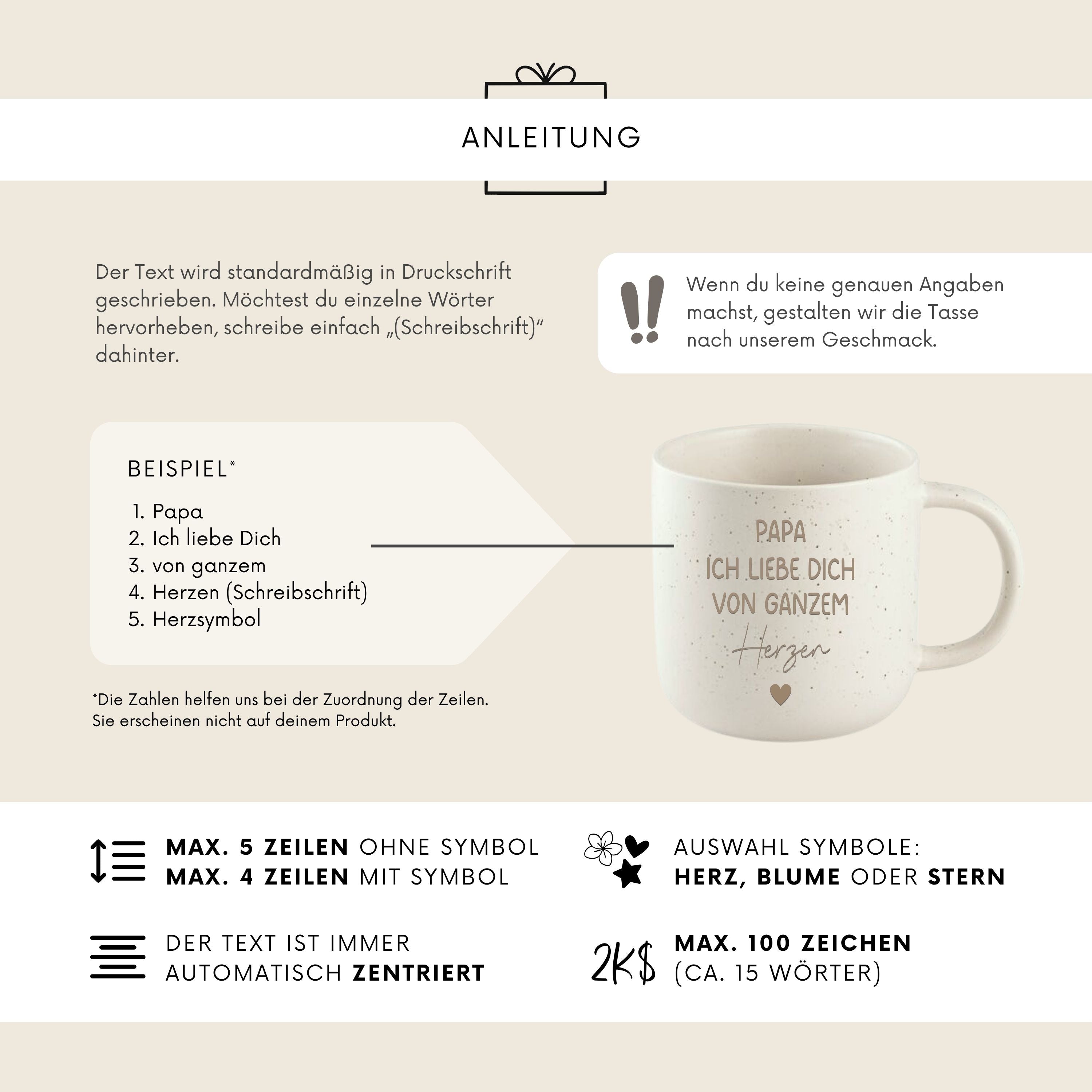 Tasse · Wunschtext (weiß)