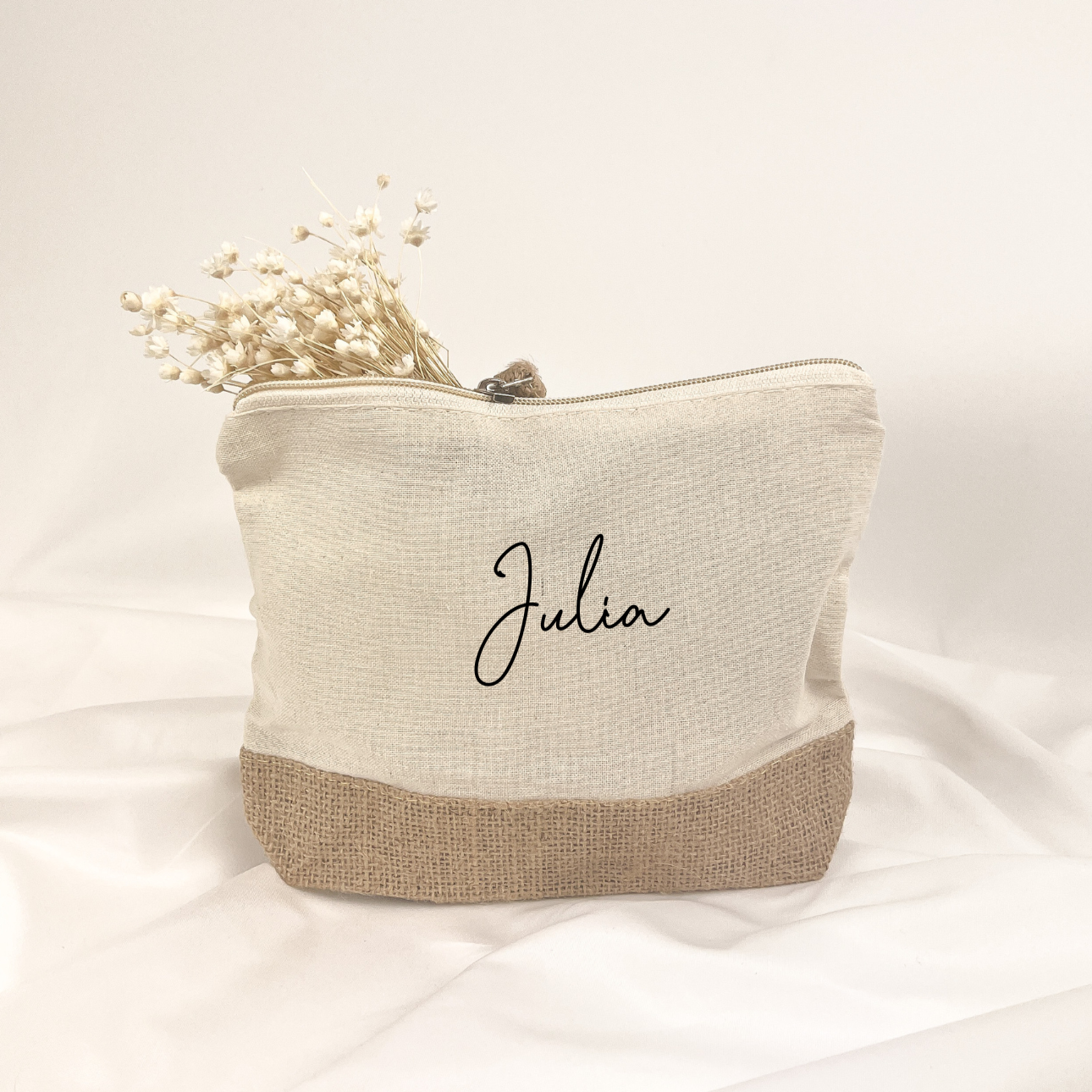 Jute Kosmetiktasche Name