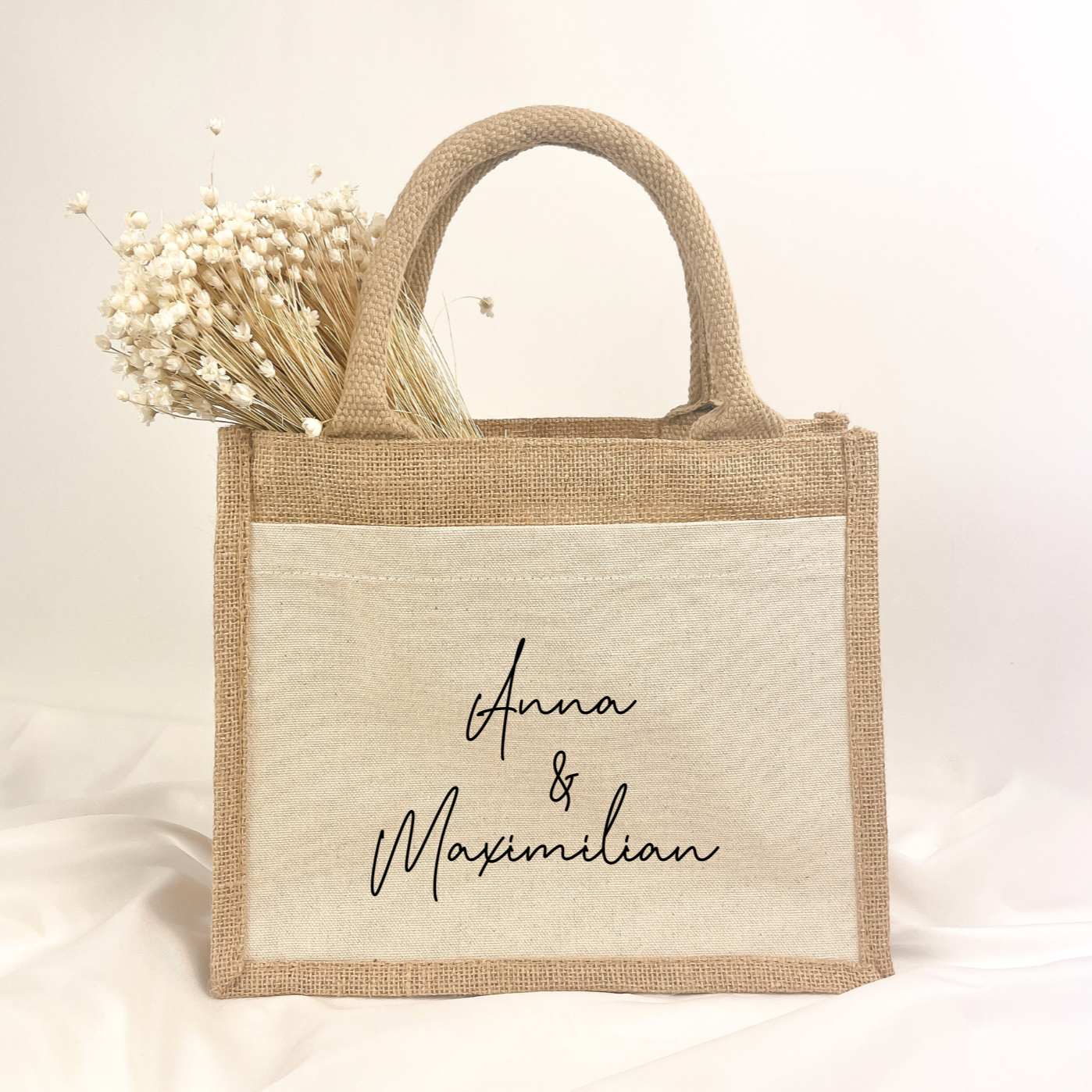 Jutetasche Hochzeit mit Namen