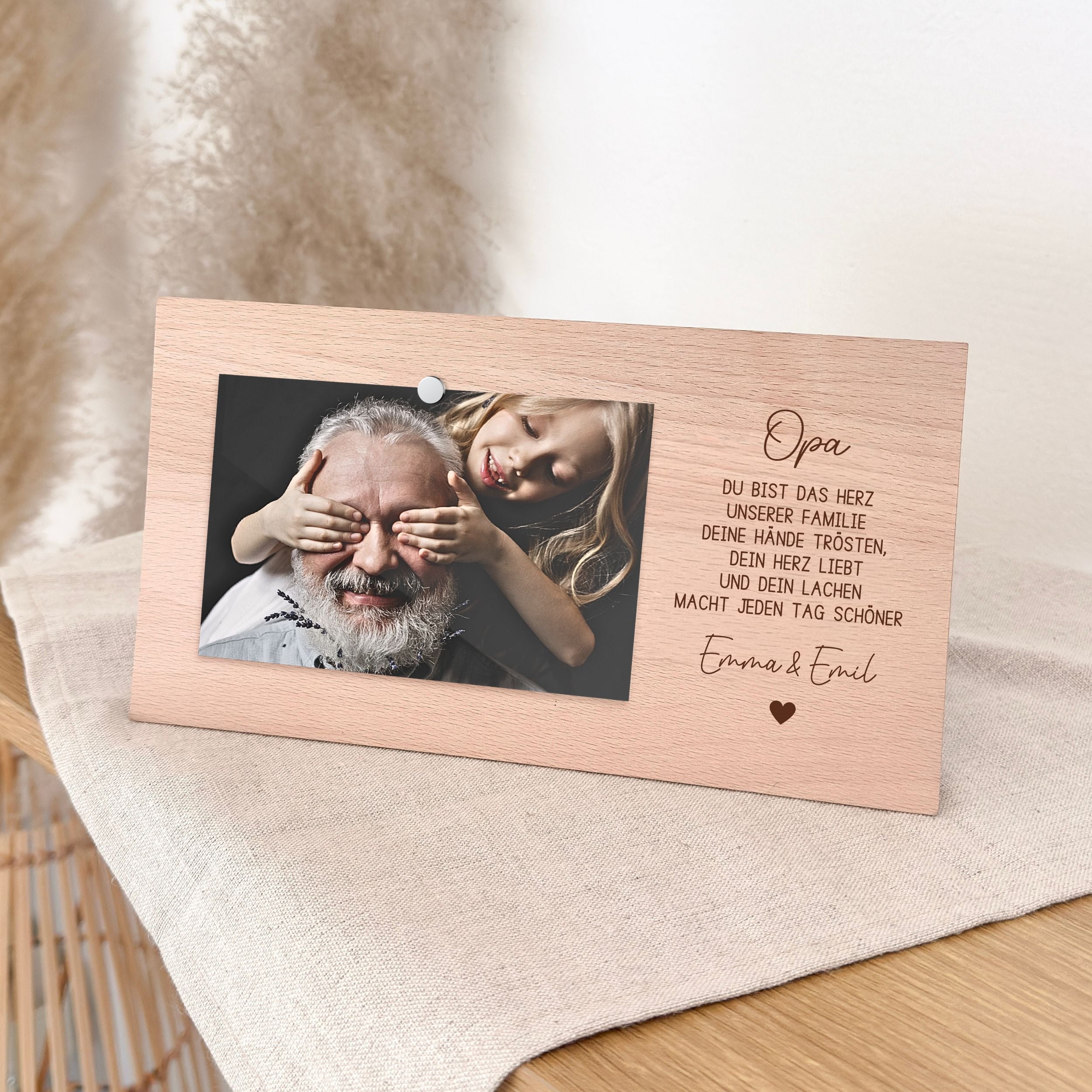 Fotoständer · Du bist das Herz unserer Familie + Name