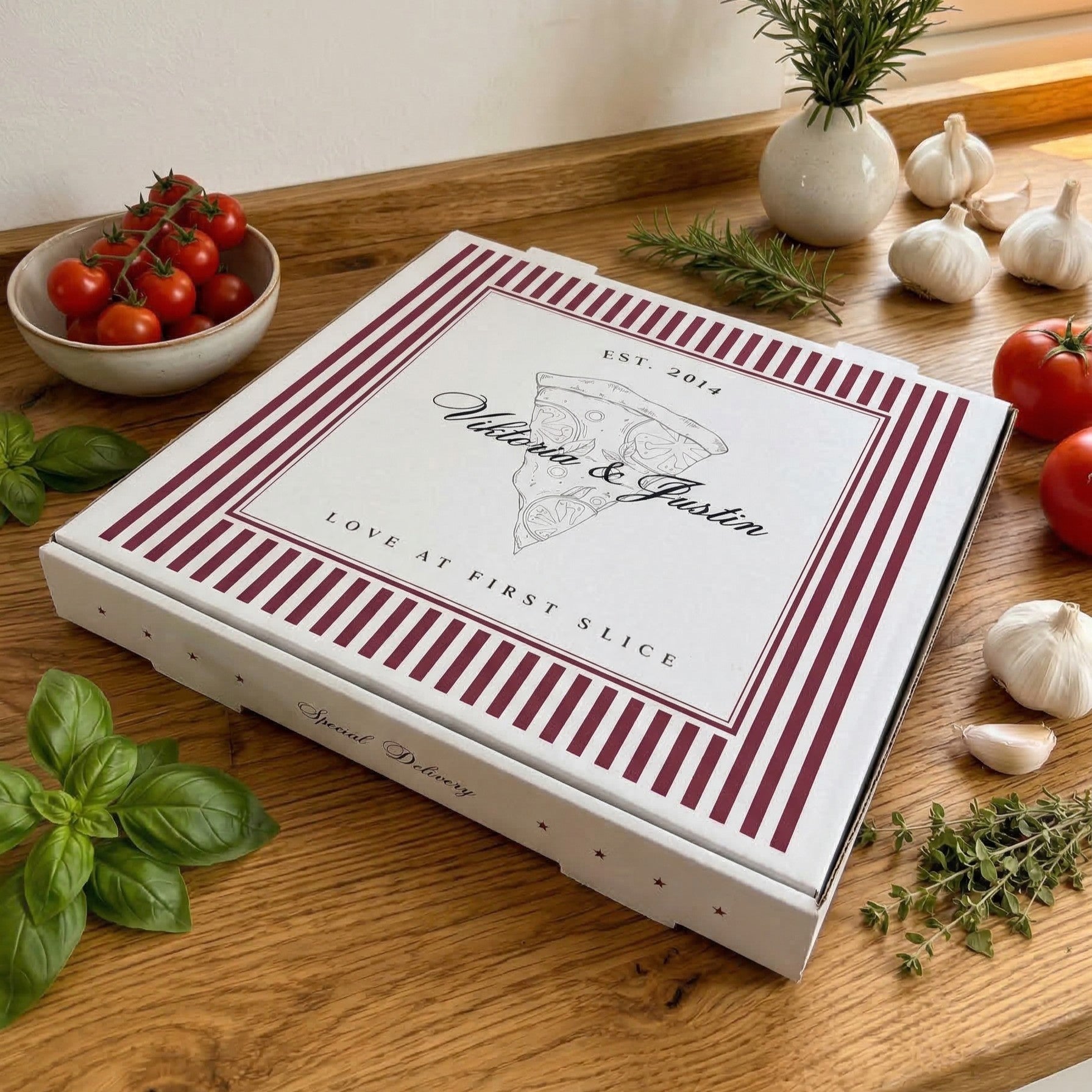 Pizzabrett + Karton · Hochzeit