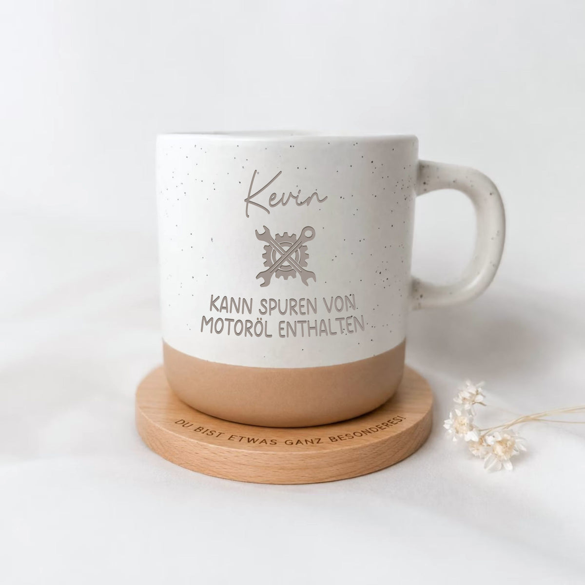 Tasse · Mechaniker + Name & Spruch