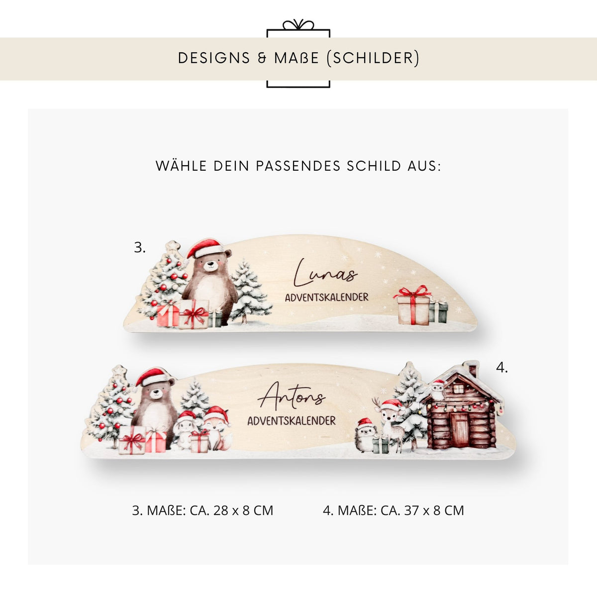 Personalisierte Wechselschilder (Weihnachten, Ostern, Schule usw.)