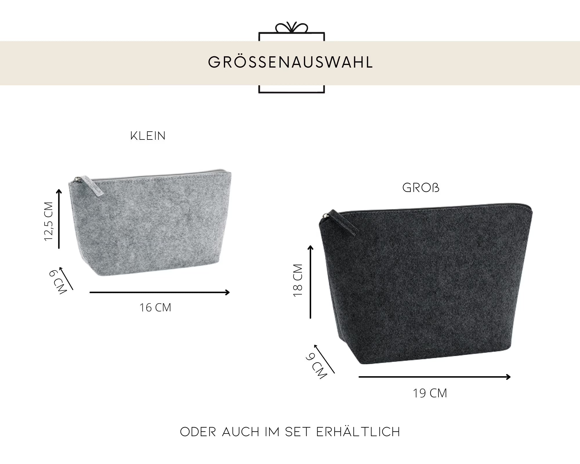 Kosmetiktasche aus Filz · Pfote + Wunschname