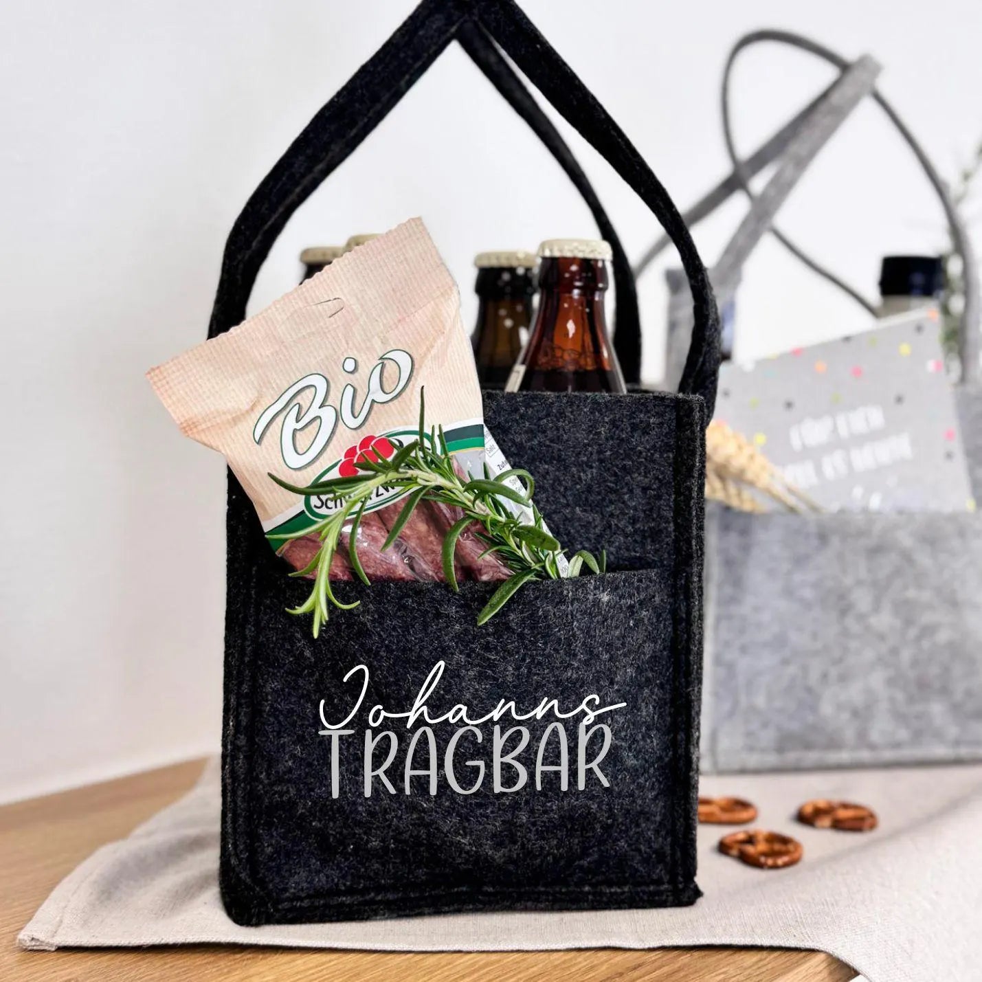 Flaschenträger · Herrenhandtasche mit Namen