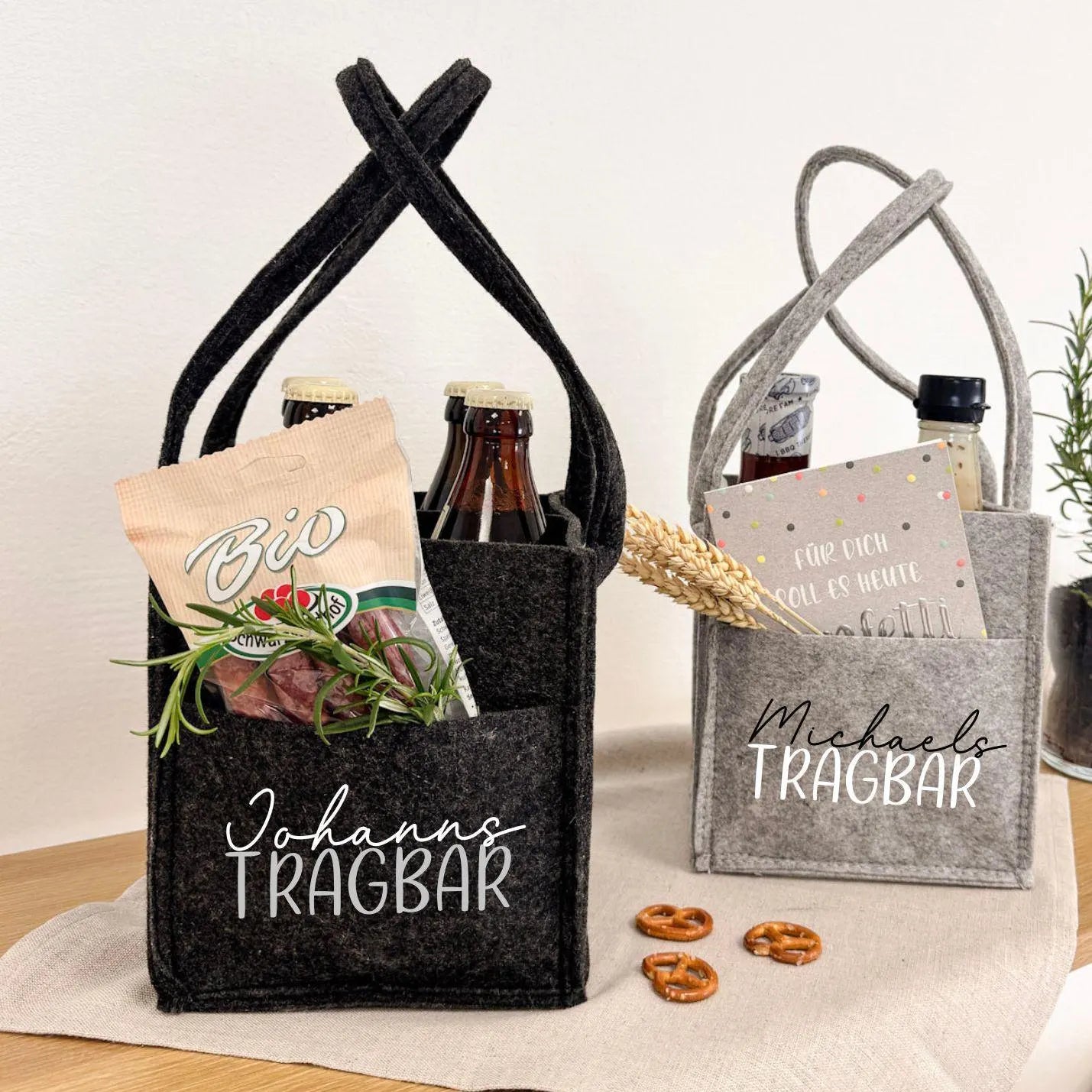 Flaschenträger · Herrenhandtasche mit Namen