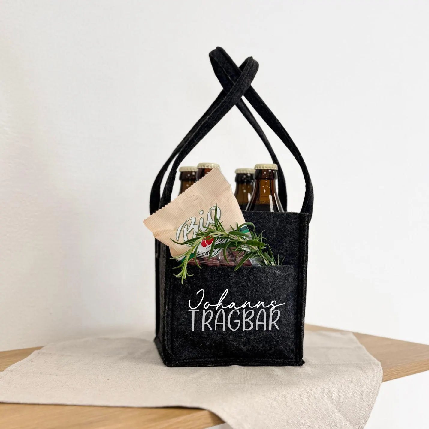Flaschenträger · Herrenhandtasche mit Namen