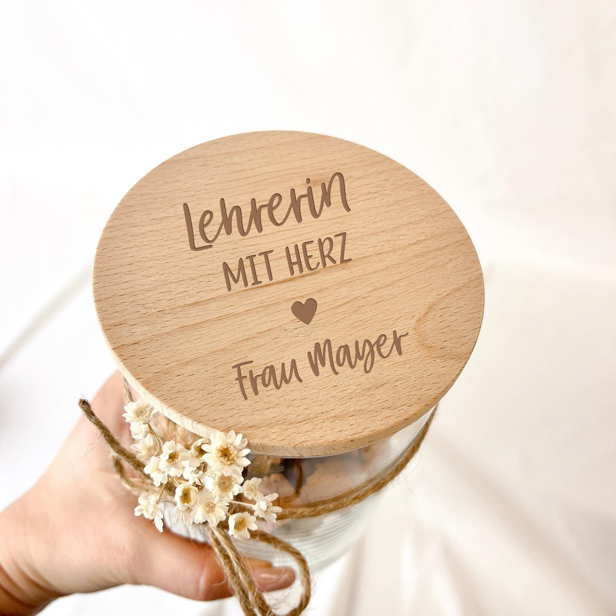 Vorratsglas · Lehrerin mit Herz + Name