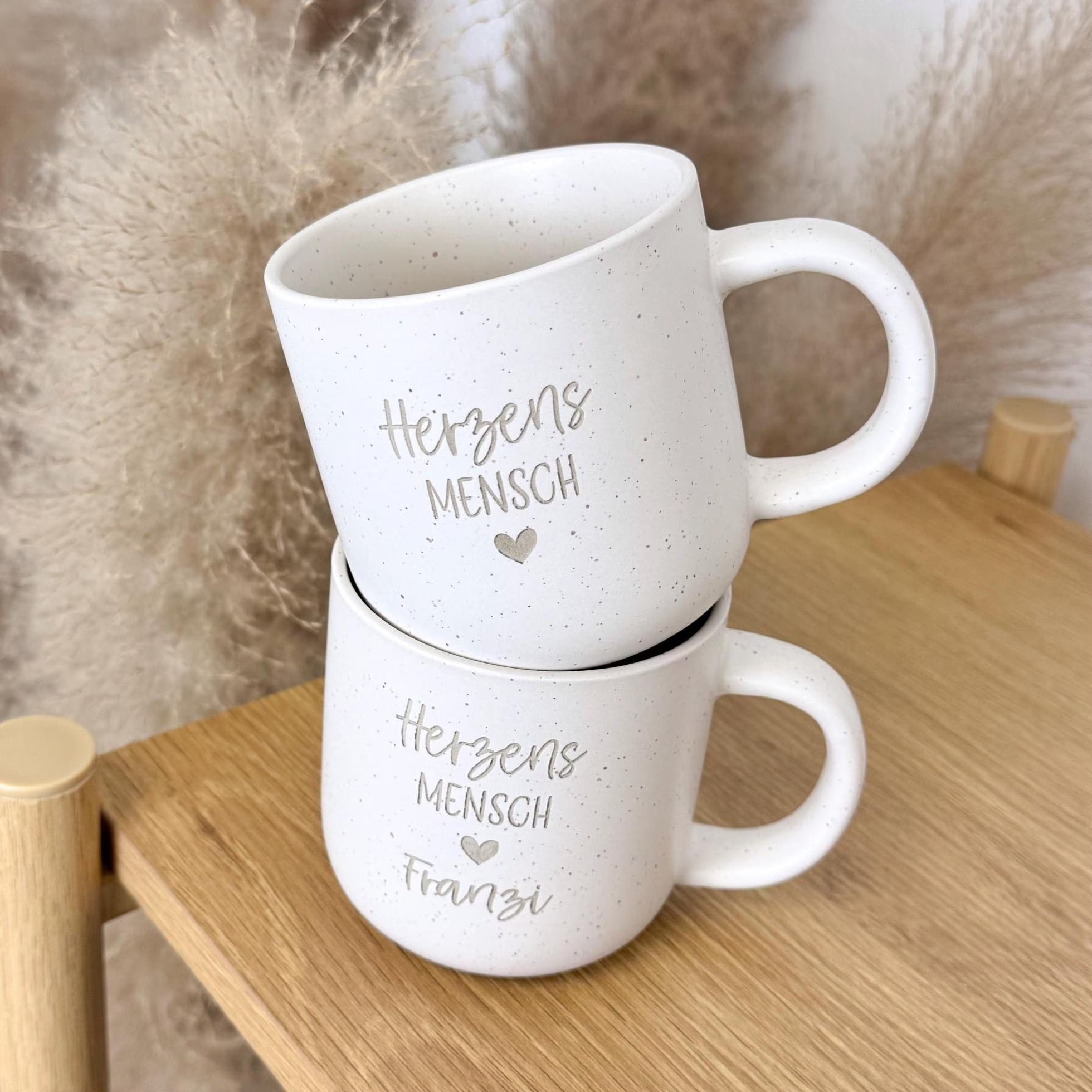 Tasse · Herzensmensch + Name (weiß)