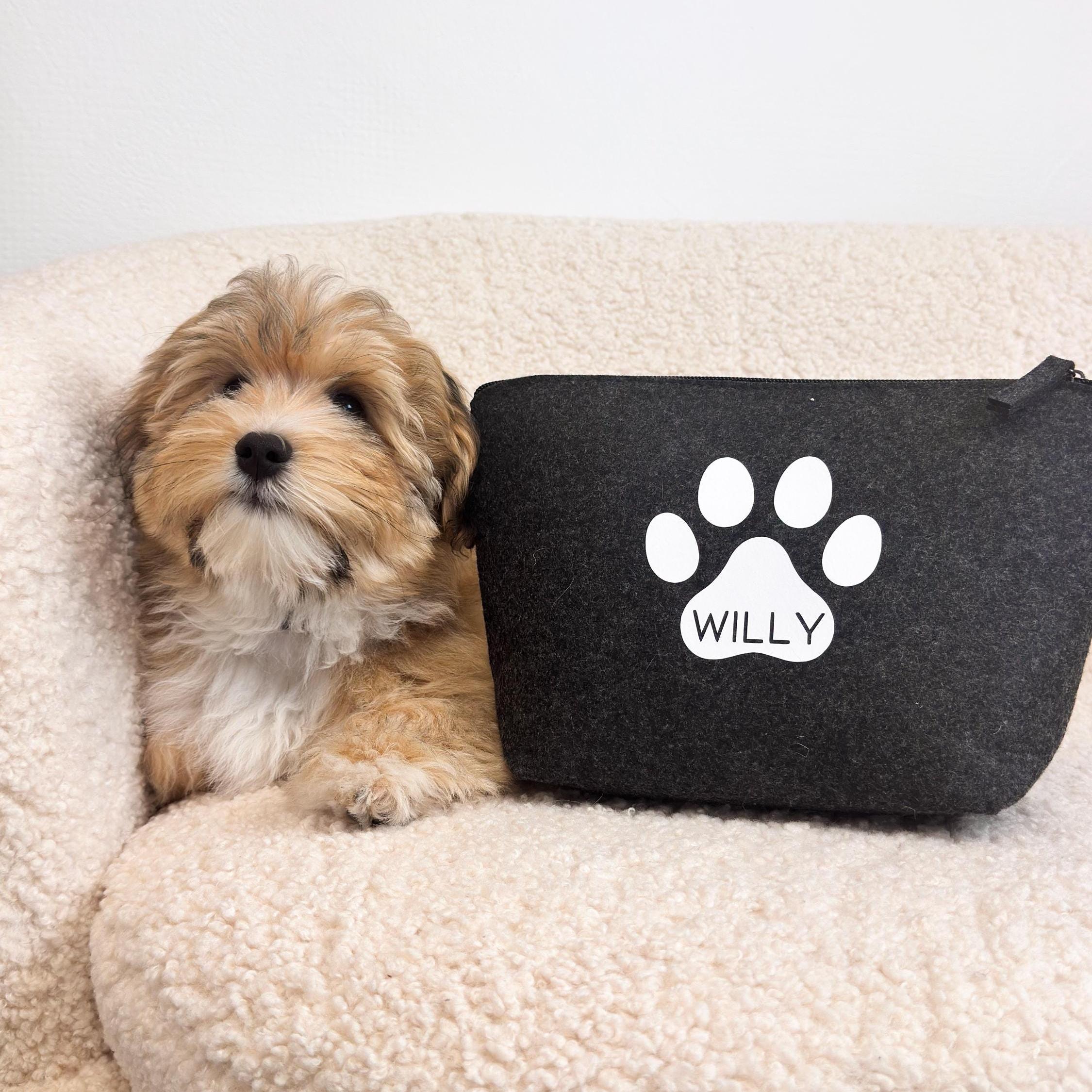 Kosmetiktasche aus Filz · Pfote + Wunschname