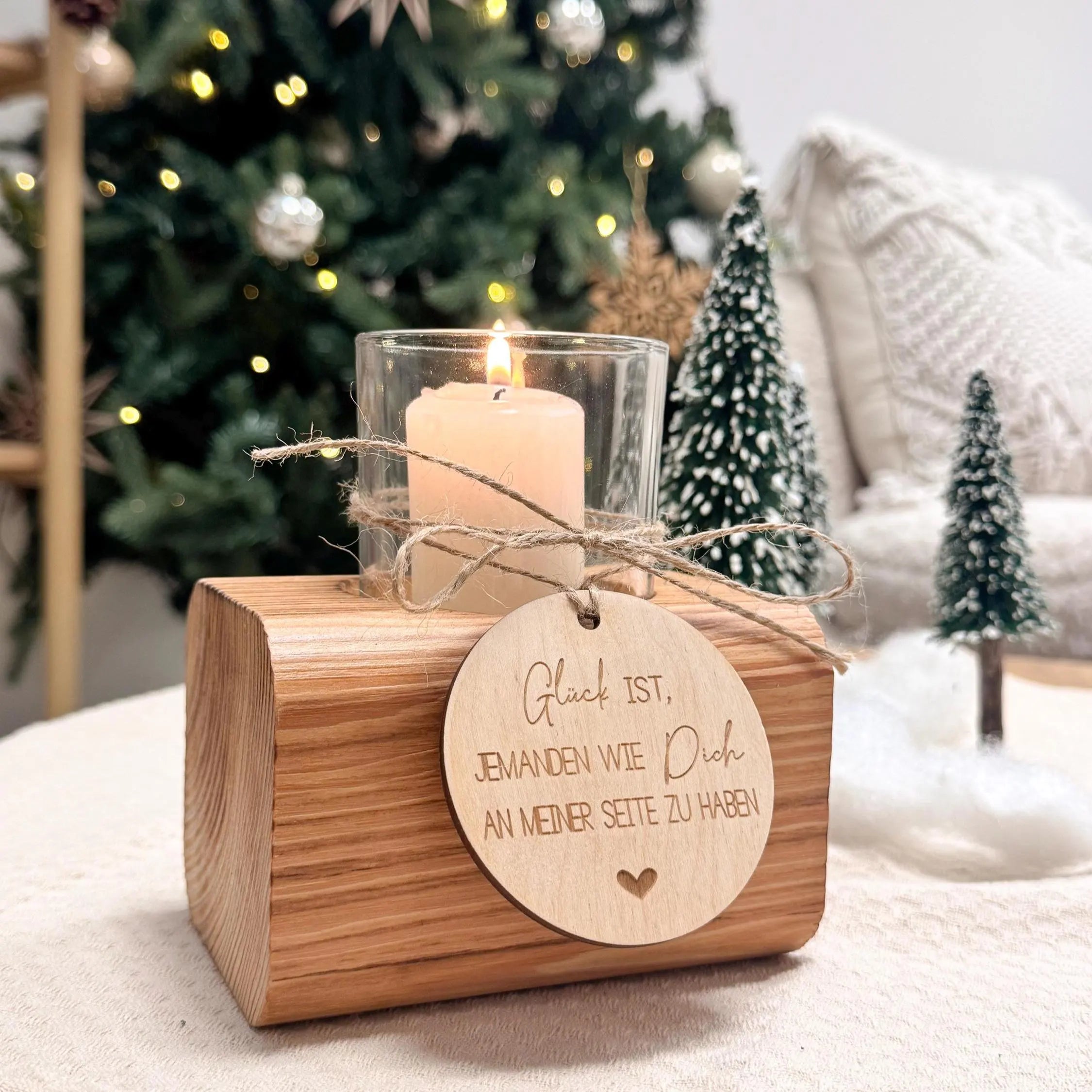 Windlicht mit Anhänger · Glück ist