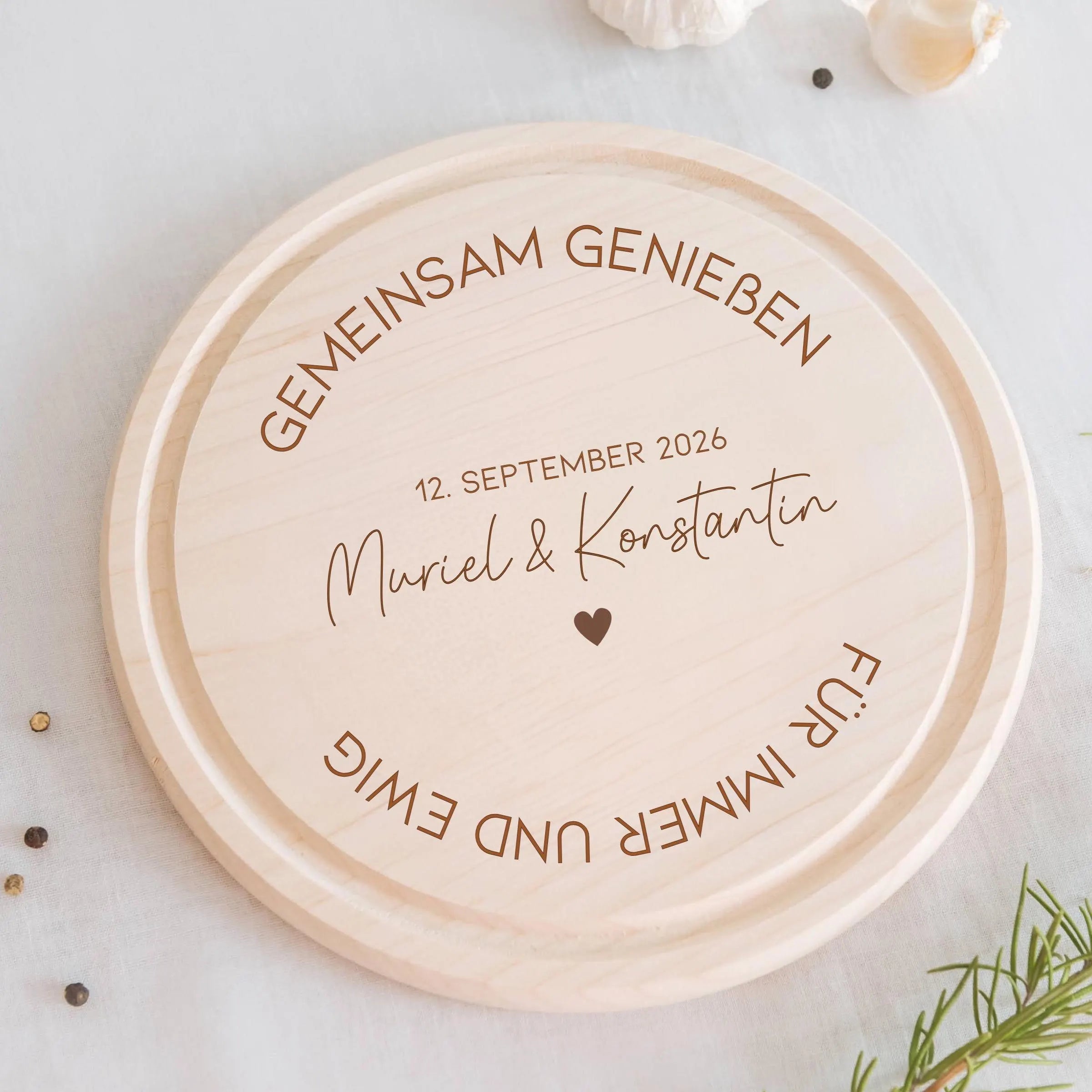 Rundes Holzbrett · Gemeinsam Genießen