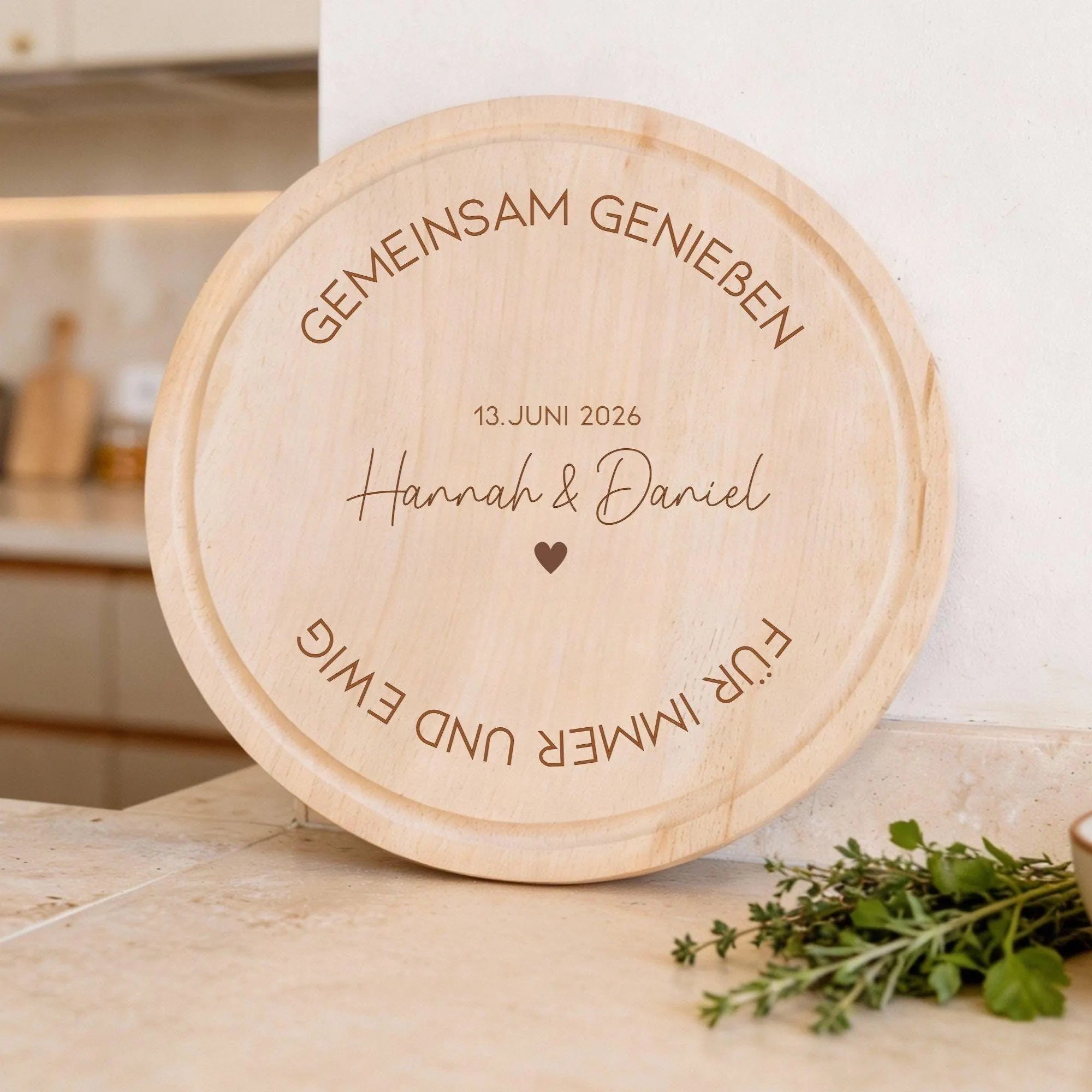 Rundes Holzbrett · Gemeinsam Genießen