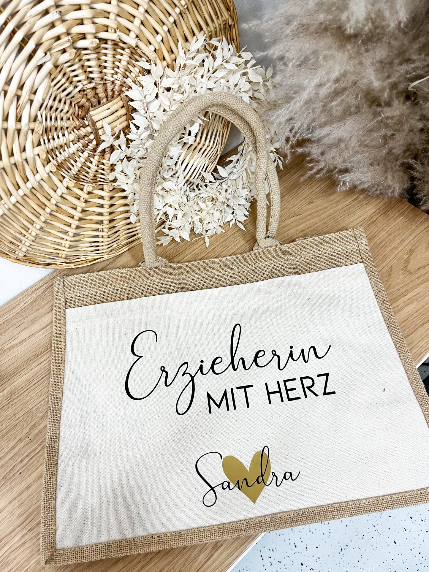 Jute Tasche "Erzieherin mit Herz"