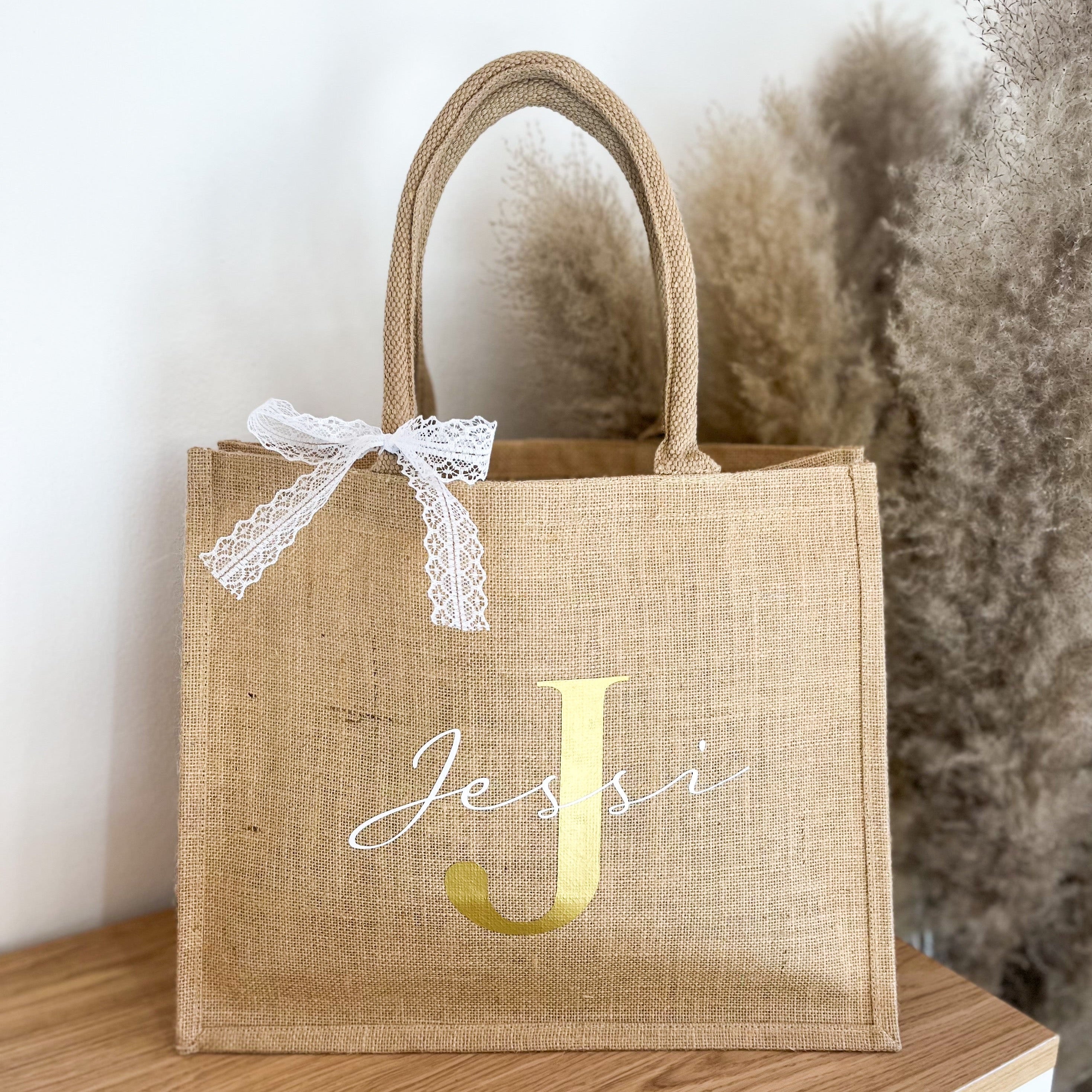 Jute Tasche · Initial Gold