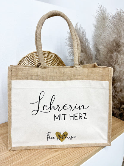 Jute Tasche "Lehrerin mit Herz"