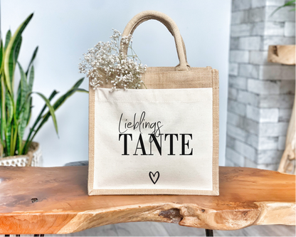 Jute Tasche Wunschwort | Patentante | Oma | Mama