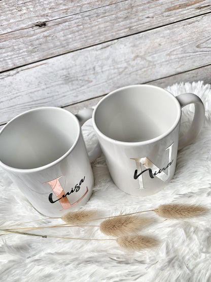 Keramiktasse mit Initial + Name (personalisiert)