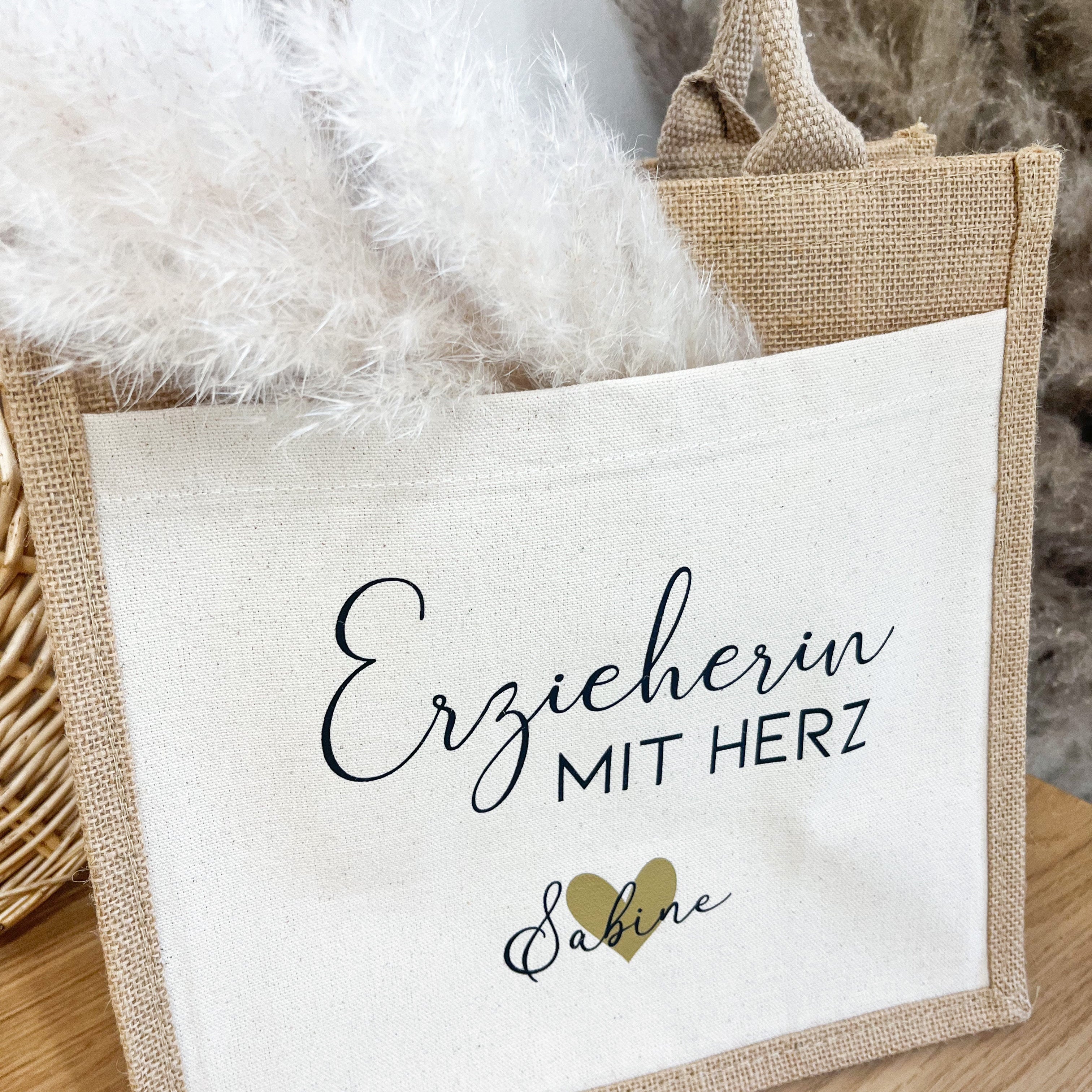 Jute Tasche "Erzieherin mit Herz"