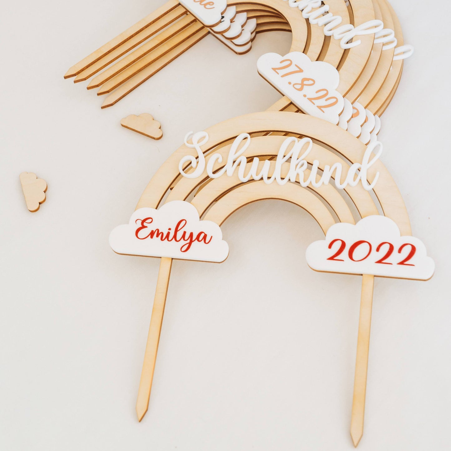 Personalisierter Cake Topper Regenbogen Schulkind