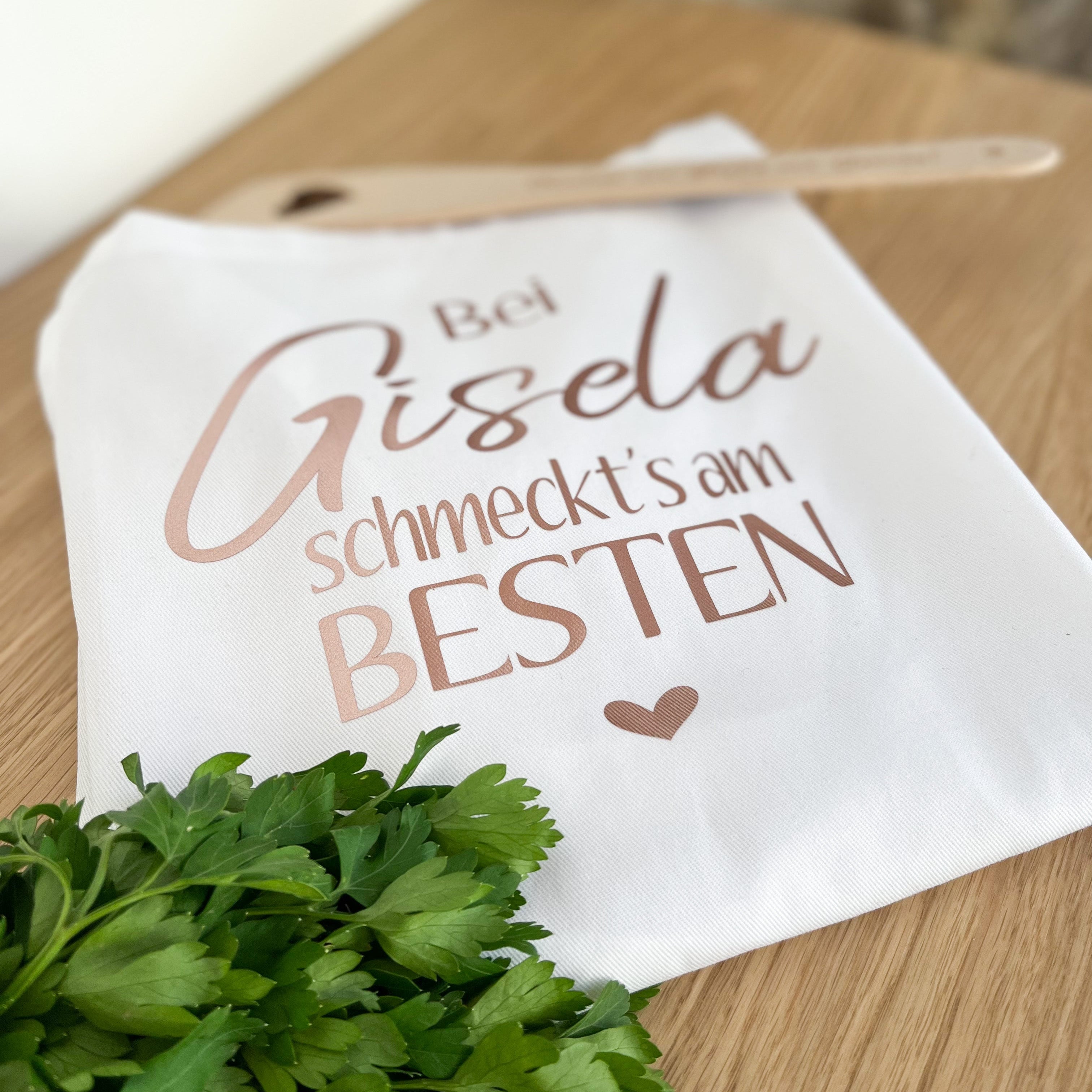 Kochschürze "Bei ... schmeckt's am Besten" (personalisiert)