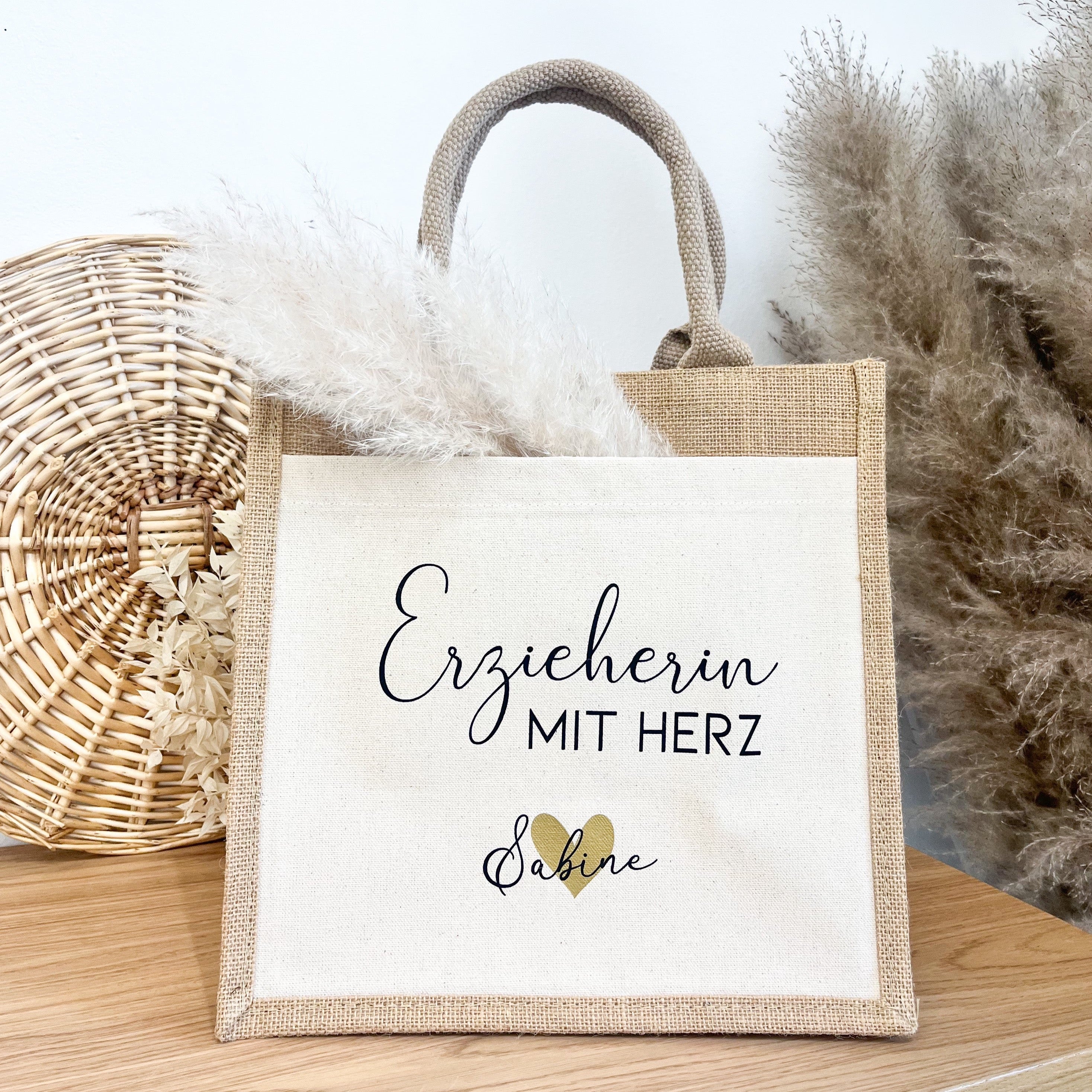 Jute Tasche "Erzieherin mit Herz"