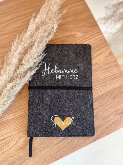 Filz-Notizbuch A5 "Hebamme"