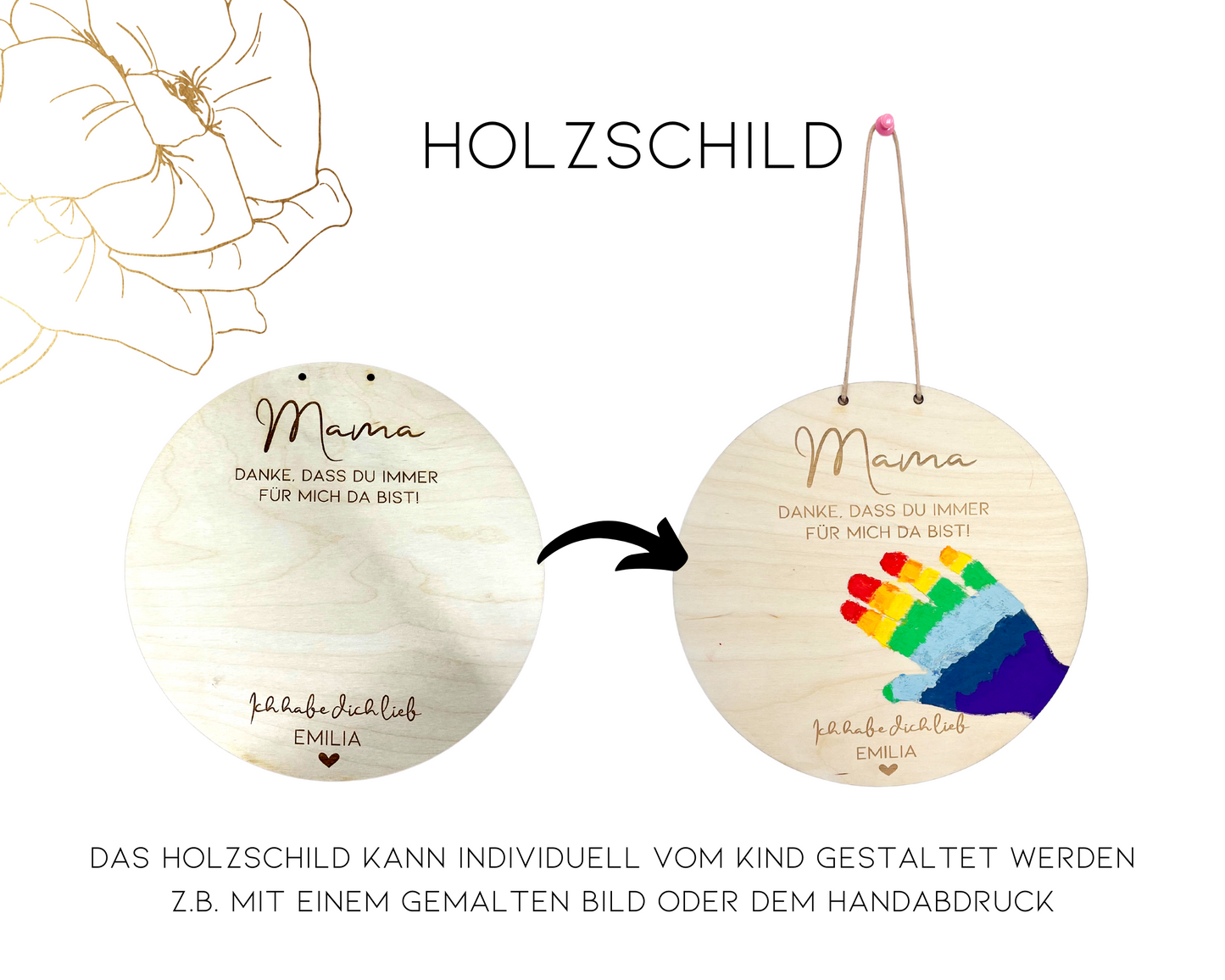 Personalisiertes Holzschild Mama