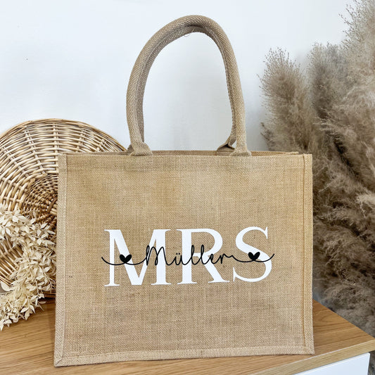 Personalisierte Jutetasche Mrs.