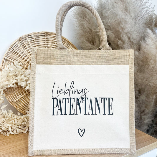 Jute Tasche Wunschwort | Patentante | Oma | Mama