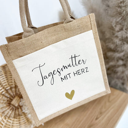 Jute Tasche "Tagesmutter mit Herz"