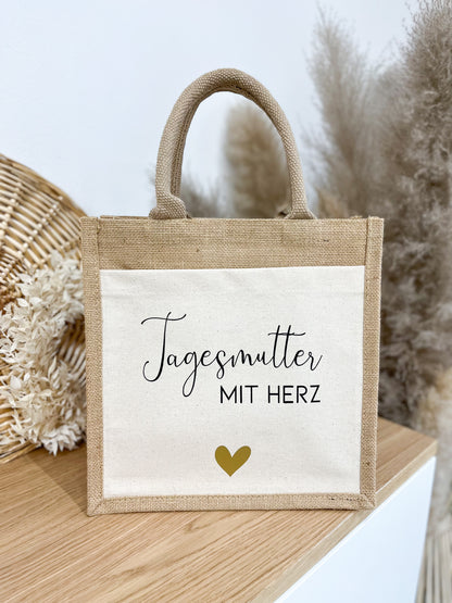 Jute Tasche "Tagesmutter mit Herz"