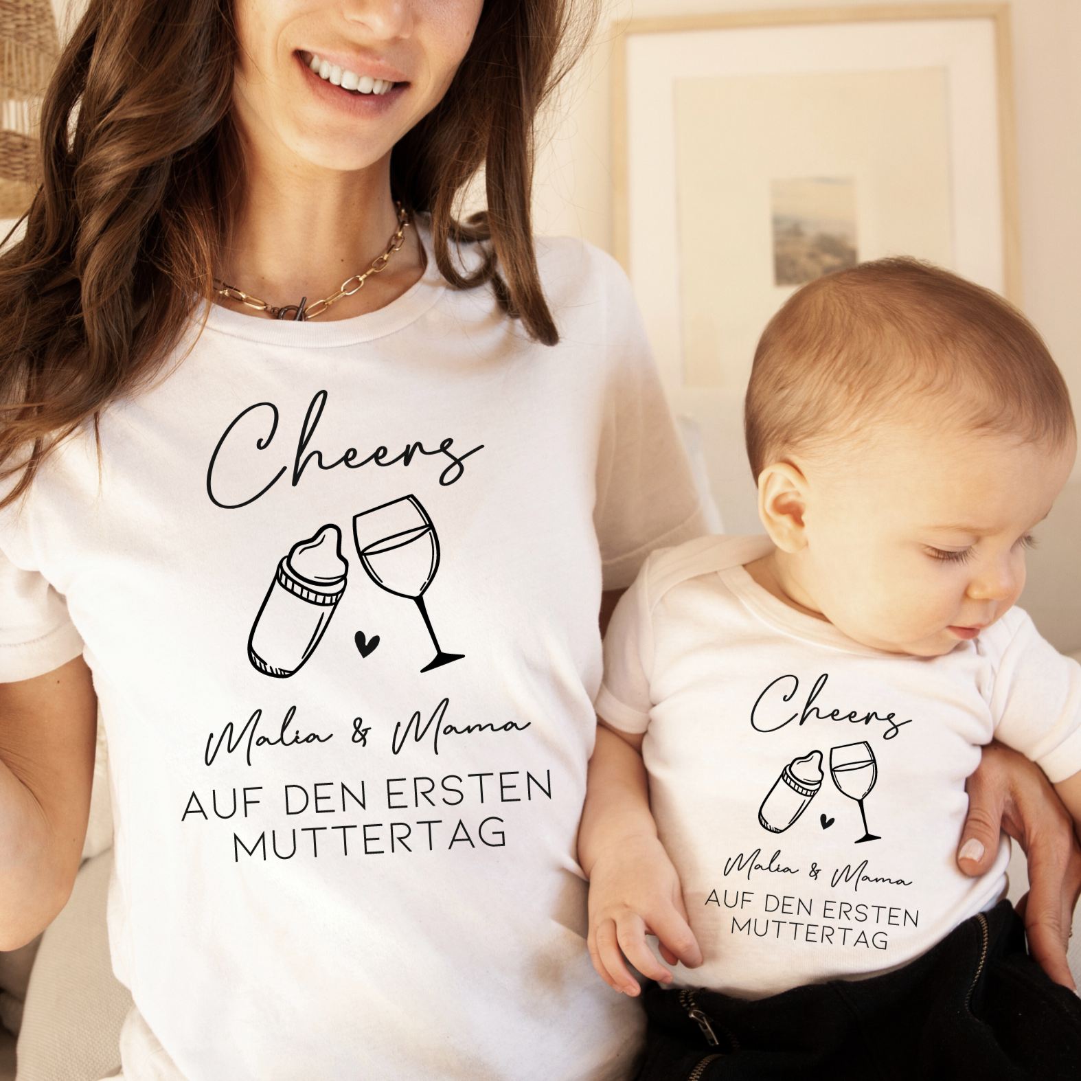 Erster Muttertag Baby Body und T-shirt Set "Cheers"
