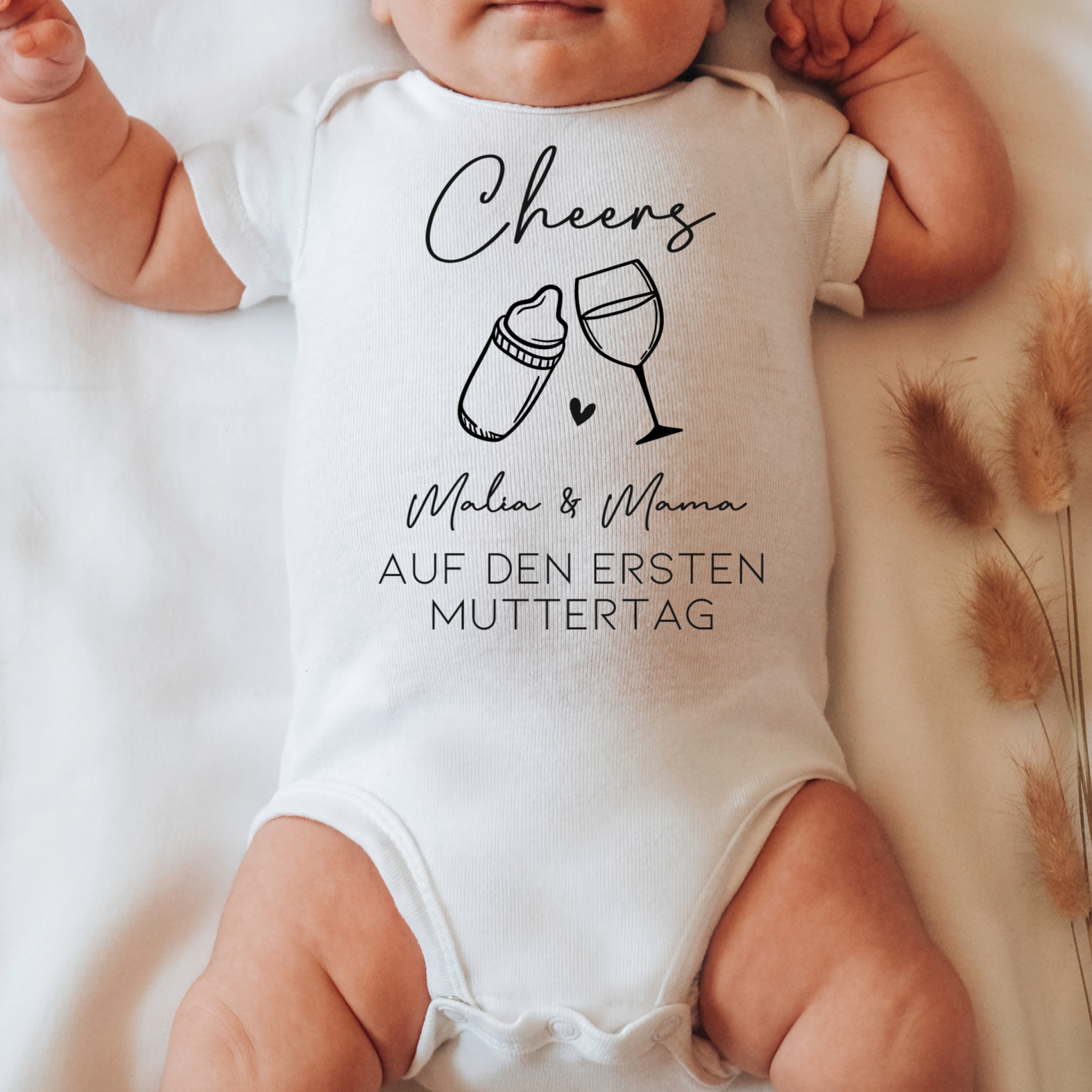 Erster Muttertag Baby Body und T-shirt Set "Cheers"
